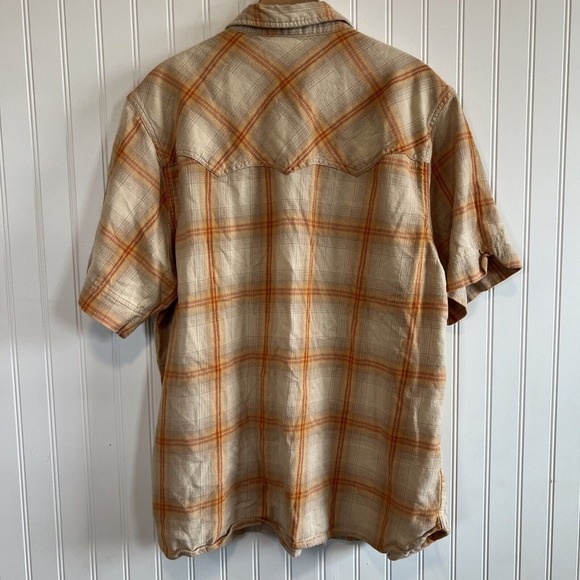 Frye Men's Camp shirt Pearl Snap Button Up Size XXL Tan Orange XXL - Picture 7 of 9